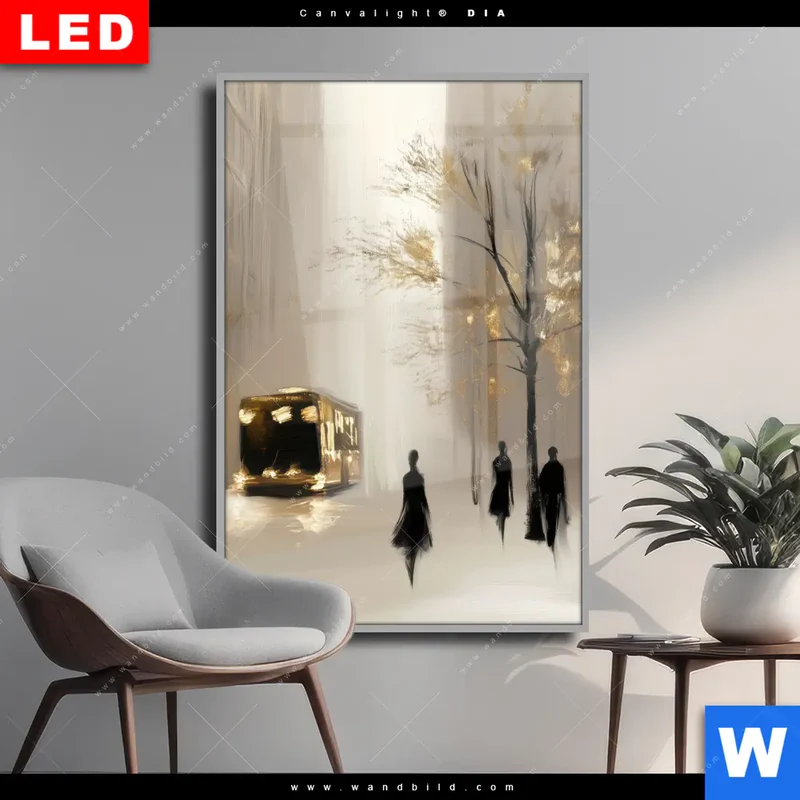 Wechselmotiv Acrylglas Canvalight® DIA | Goldene Stille der Großstadt | Hochformat