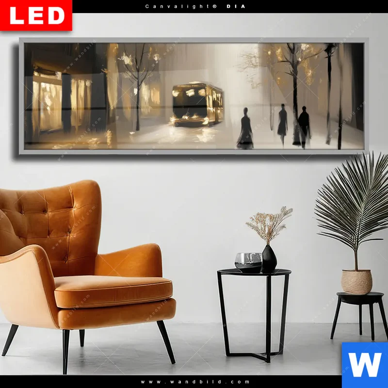 Wechselmotiv Acrylglas Canvalight® DIA | Goldene Stille der Großstadt | Panorama