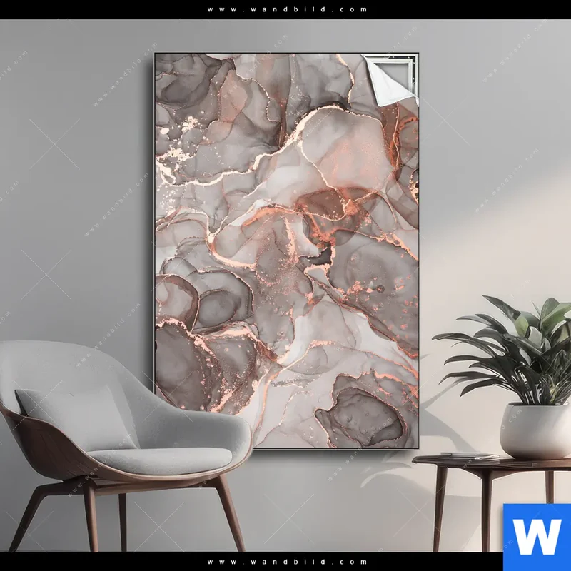 Spannbild | Fluid Art in edlen Metallic-Tönen | Hochformat