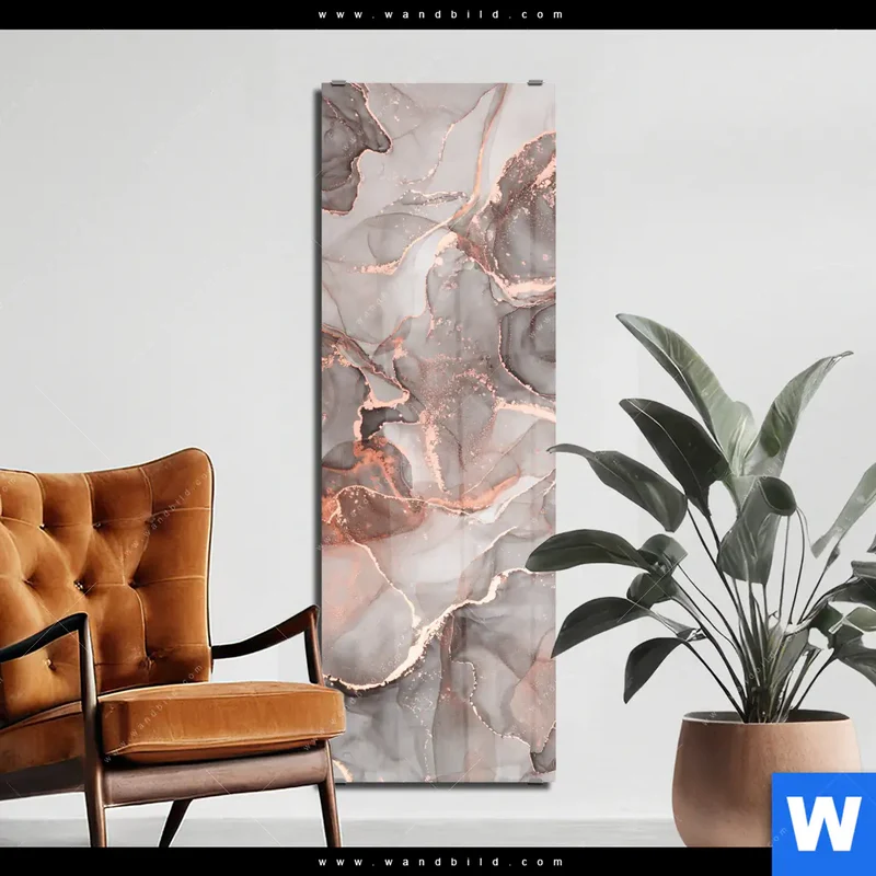 Acrylglasbild | Fluid Art in edlen Metallic-Tönen | Schmal