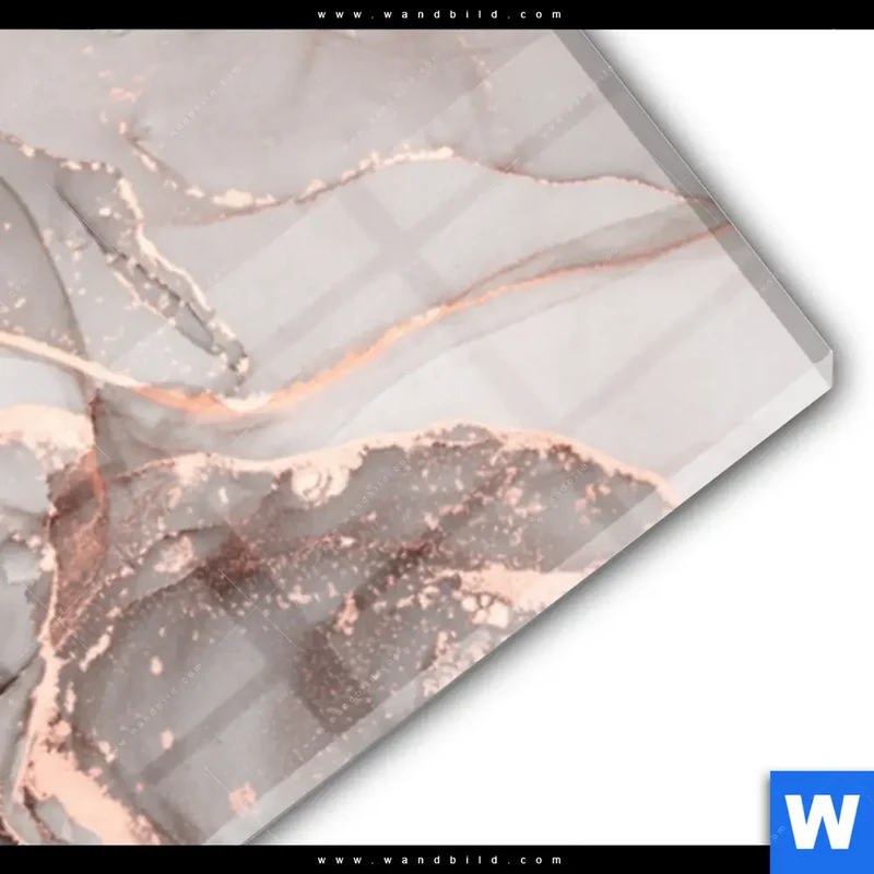 Acrylglasbild | Fluid Art in edlen Metallic-Tönen | Schmal