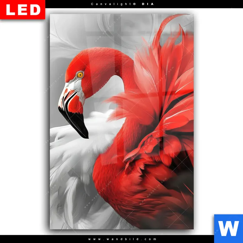Wechselmotiv Acrylglas Canvalight® DIA | Roter Flamingo | Hochformat