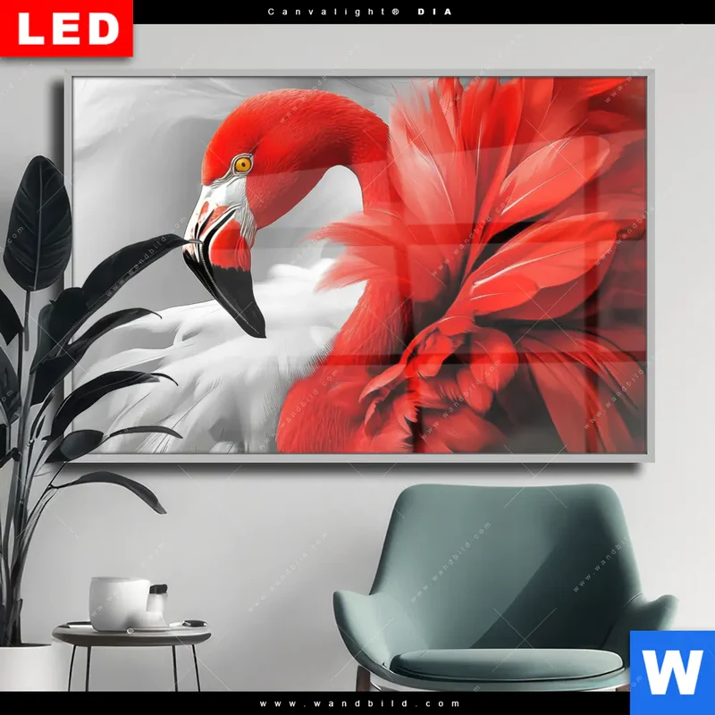 Wechselmotiv Acrylglas Canvalight® DIA | Roter Flamingo | Querformat