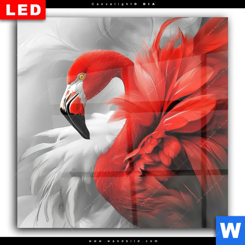 Wechselmotiv Acrylglas Canvalight® DIA | Roter Flamingo | Quadrat