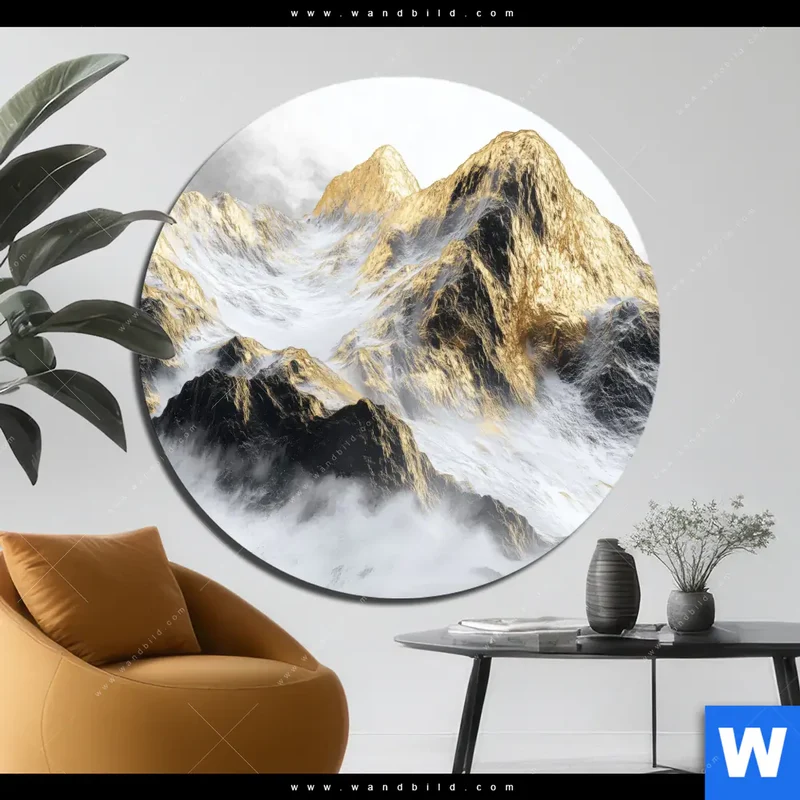 Alu-Dibond Bild | Stille der goldenen Berge | Rund