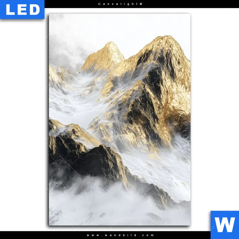 Canvalight® Leuchtbild | Stille der goldenen Berge | Hochformat