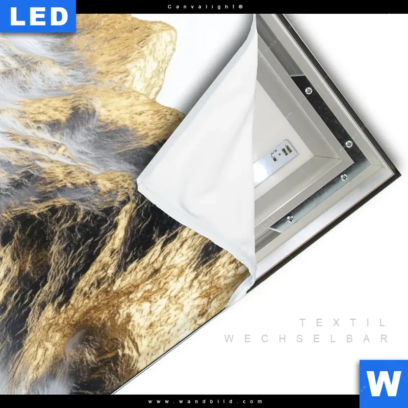 Canvalight® Leuchtbild | Stille der goldenen Berge | Hochformat