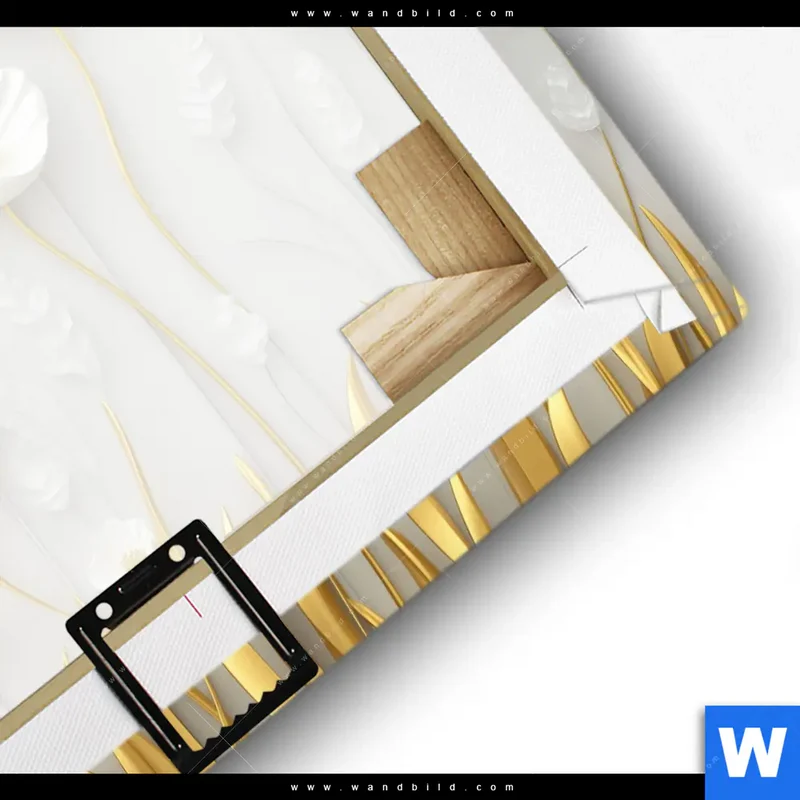 Leinwandbild | Florale Leichtigkeit mit Goldglanz | Quadrat