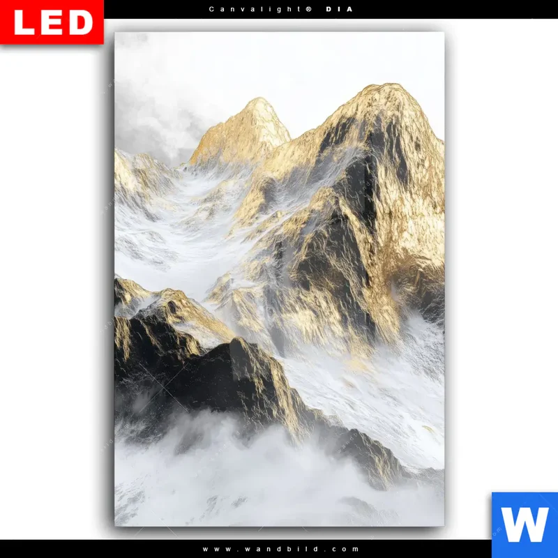 Wechselmotiv Acrylglas Canvalight® DIA | Stille der goldenen Berge | Hochformat