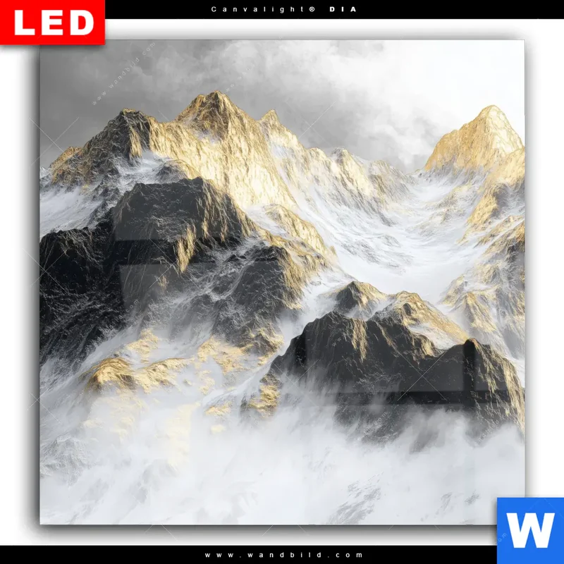 Wechselmotiv Acrylglas Canvalight® DIA | Stille der goldenen Berge | Quadrat