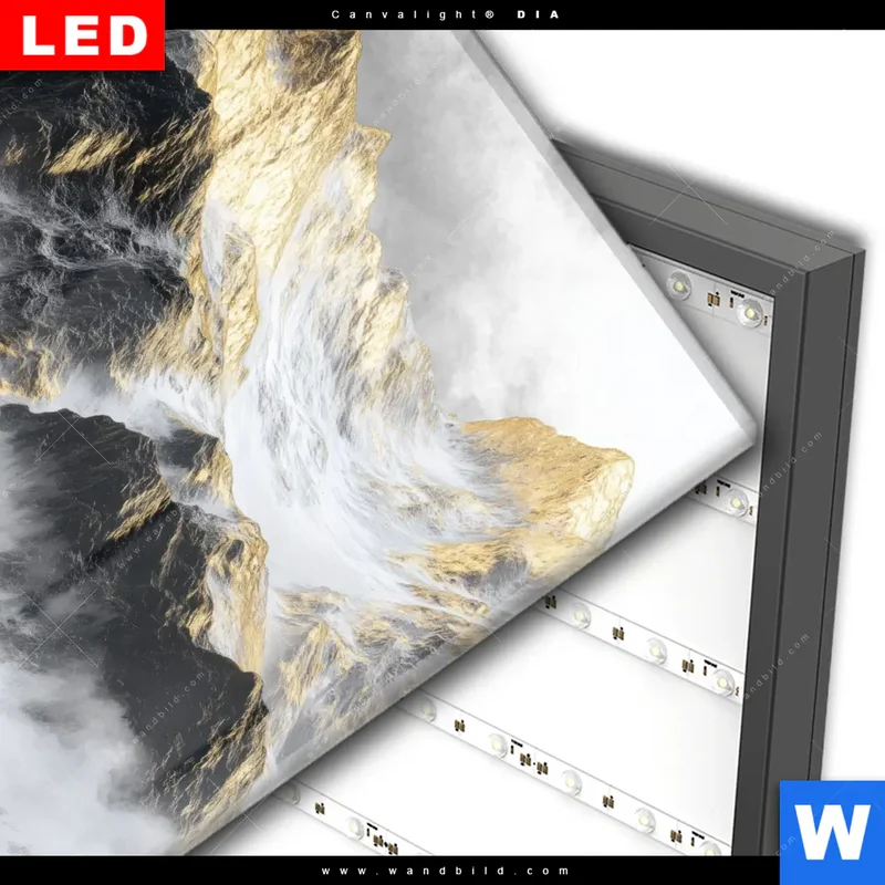 Wechselmotiv Acrylglas Canvalight® DIA | Stille der goldenen Berge | Quadrat