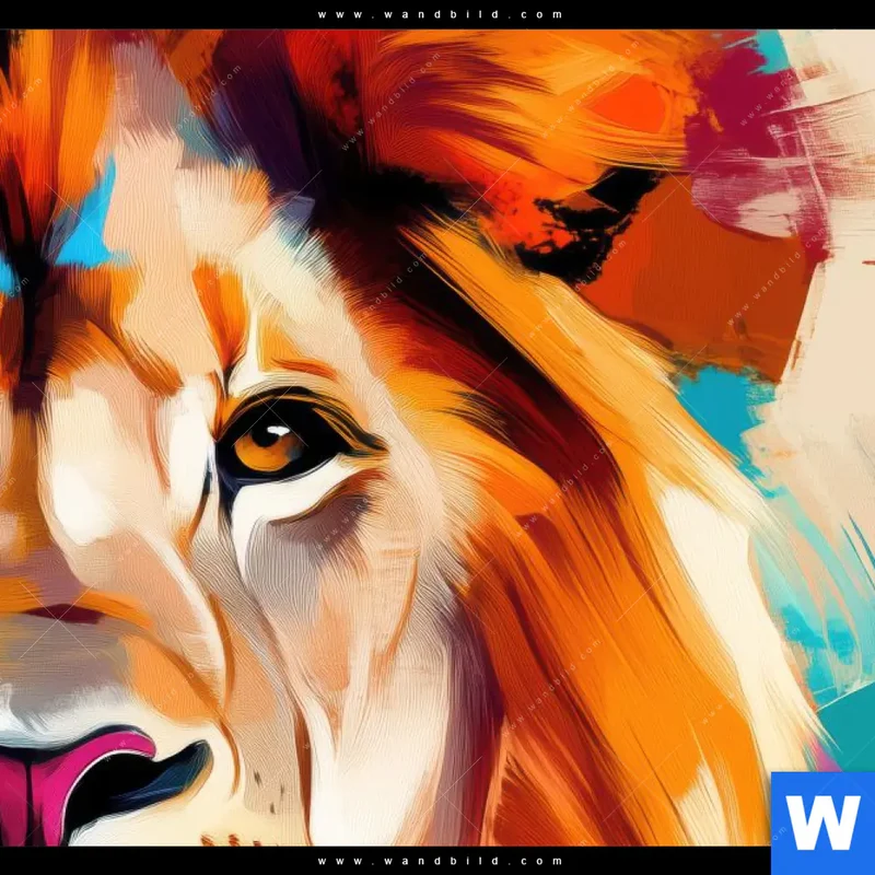 Acrylglasbild | Der Löwe – Kraft in Farbe | Querformat