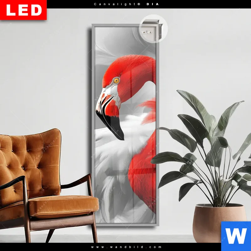 Leuchtbild Acrylglas Canvalight® DIA | Roter Flamingo | Schmal