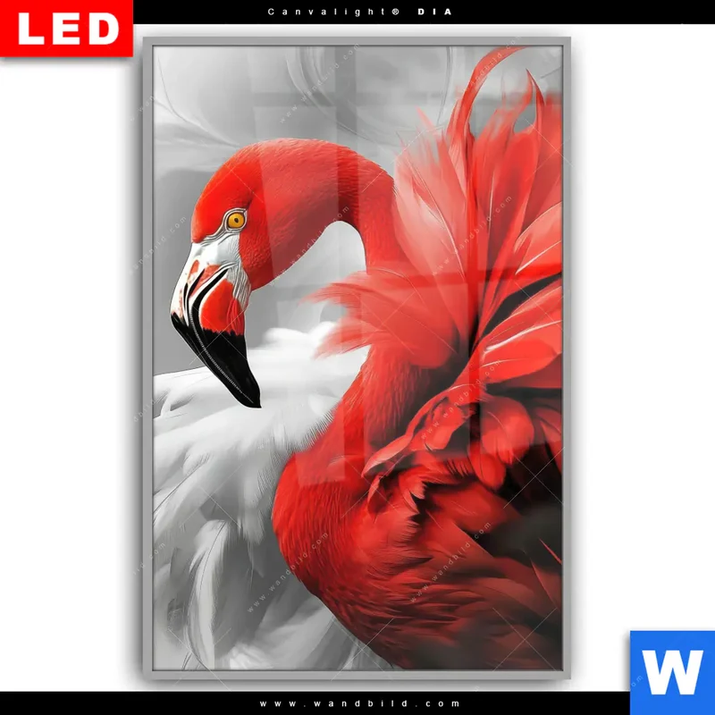 Leuchtbild Acrylglas Canvalight® DIA | Roter Flamingo | Hochformat