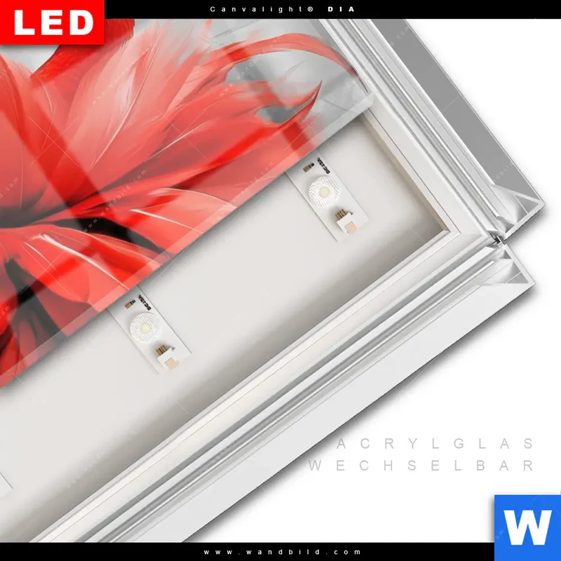 Leuchtbild Acrylglas Canvalight® DIA | Roter Flamingo | Hochformat