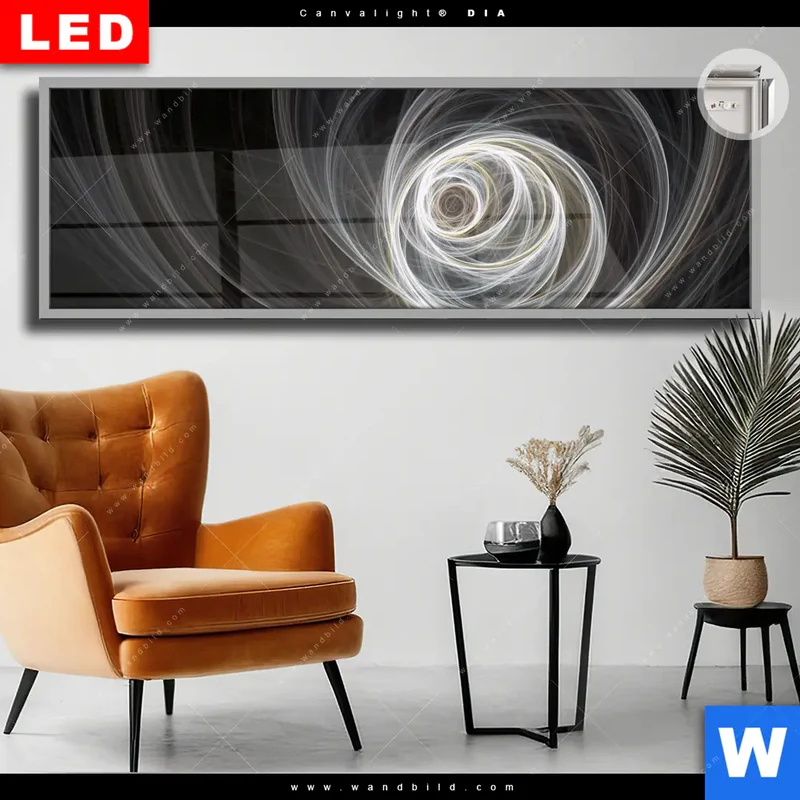 Leuchtbild Acrylglas Canvalight® DIA | Lichtmalerei - Tanz der Linien | Panorama