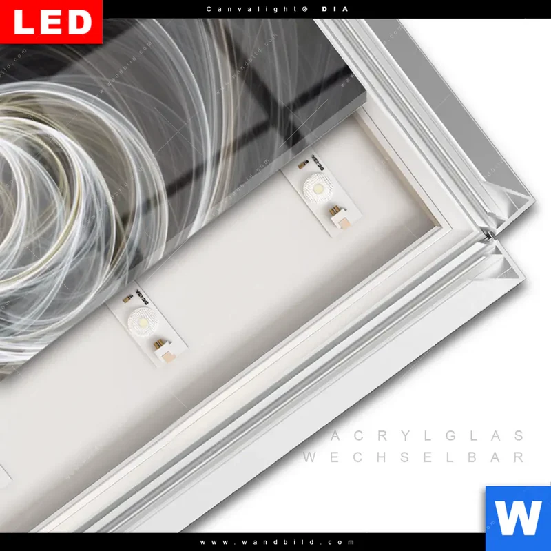 Leuchtbild Acrylglas Canvalight® DIA | Lichtmalerei - Tanz der Linien | Panorama