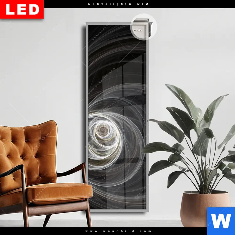 Leuchtbild Acrylglas Canvalight® DIA | Lichtmalerei - Tanz der Linien | Schmal