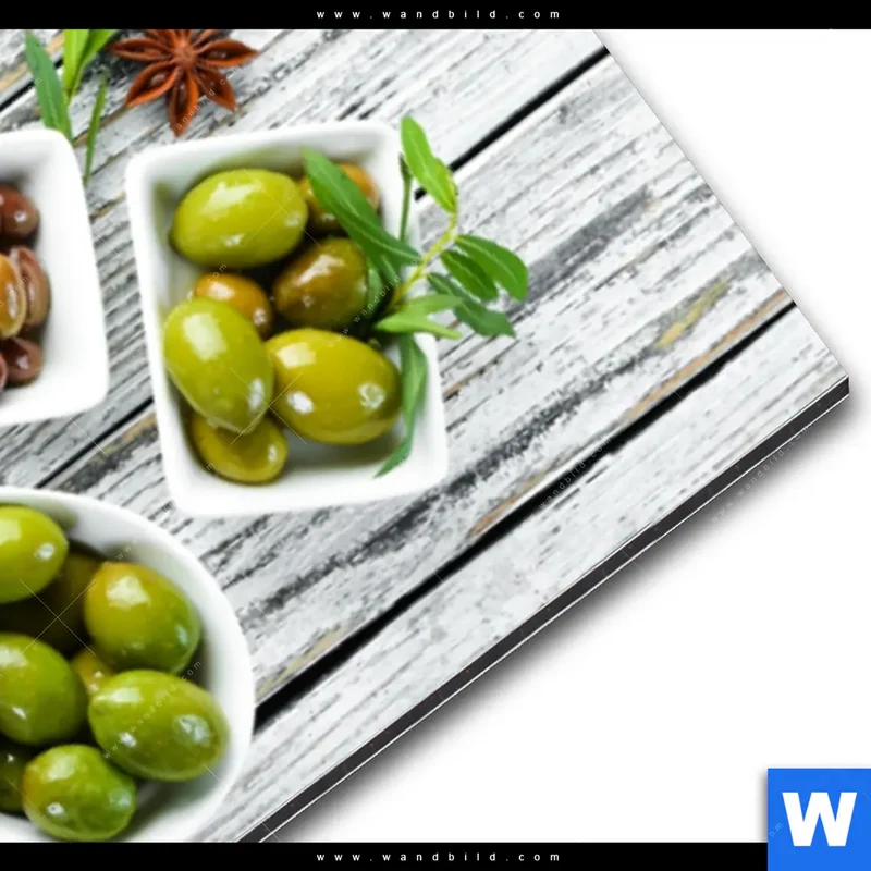 Alu-Dibond Bild | Mediterrane Olivenvielfalt | Schmal