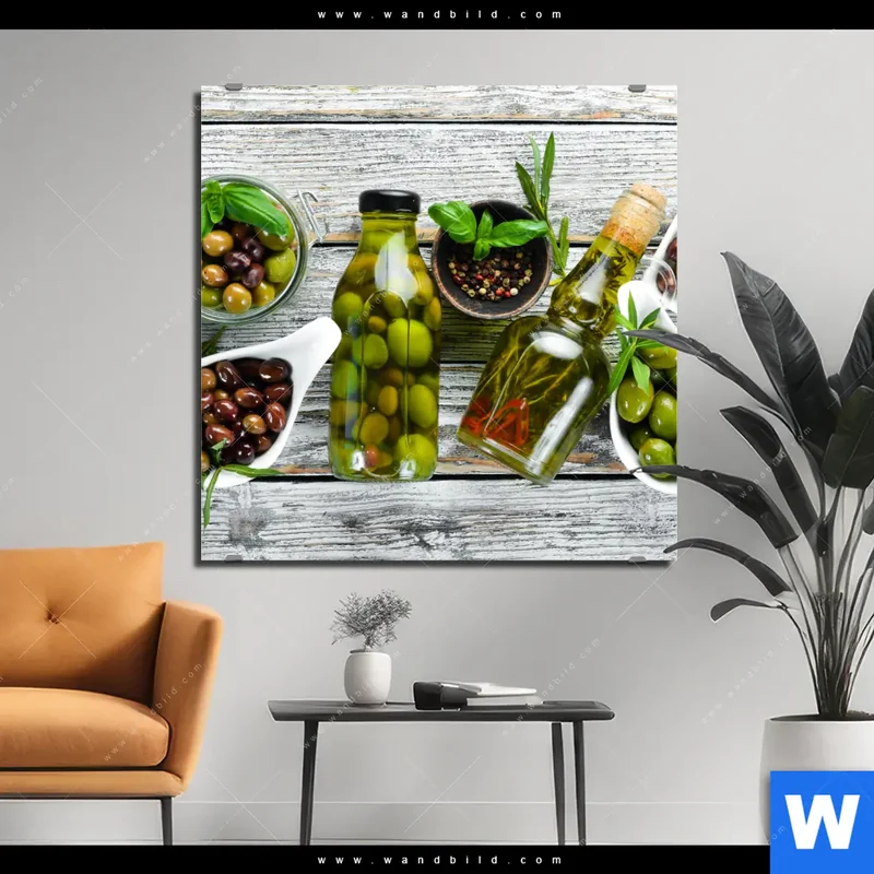 Alu-Dibond Bild | Mediterrane Olivenvielfalt | Quadrat