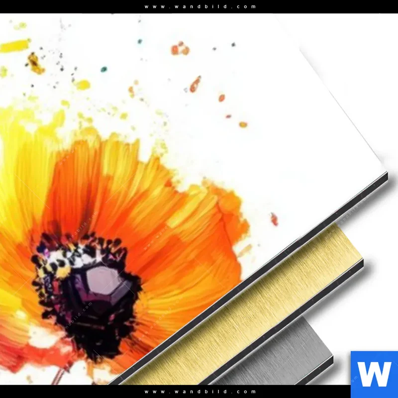 Aluminiumbild gebürstet | Bunte Blütenexplosion | Schmal