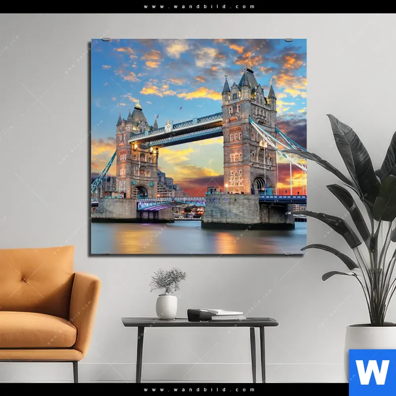 Alu-Dibond Bild | Tower Bridge im Abendglanz | Quadrat