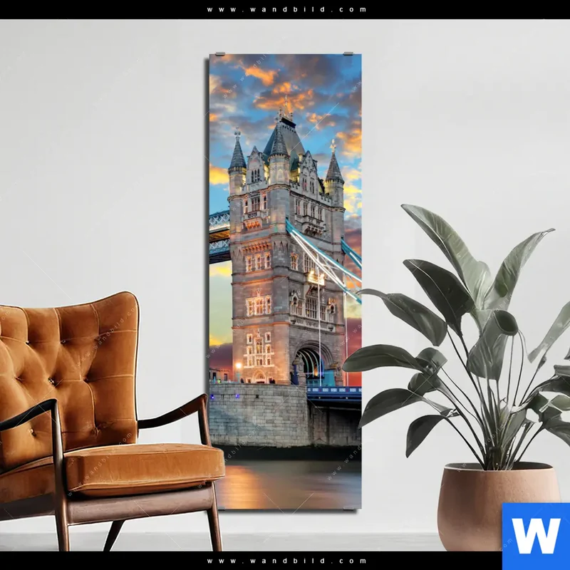 Alu-Dibond Bild | Tower Bridge im Abendglanz | Schmal