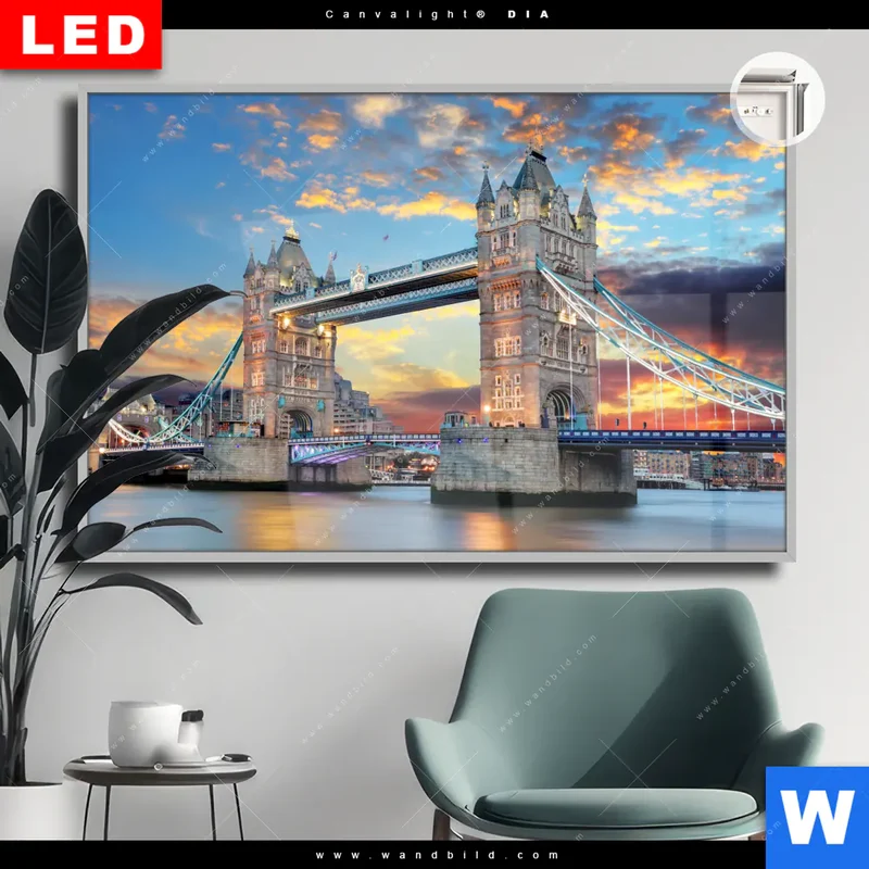 Leuchtbild Acrylglas Canvalight® DIA | Tower Bridge im Abendglanz | Querformat