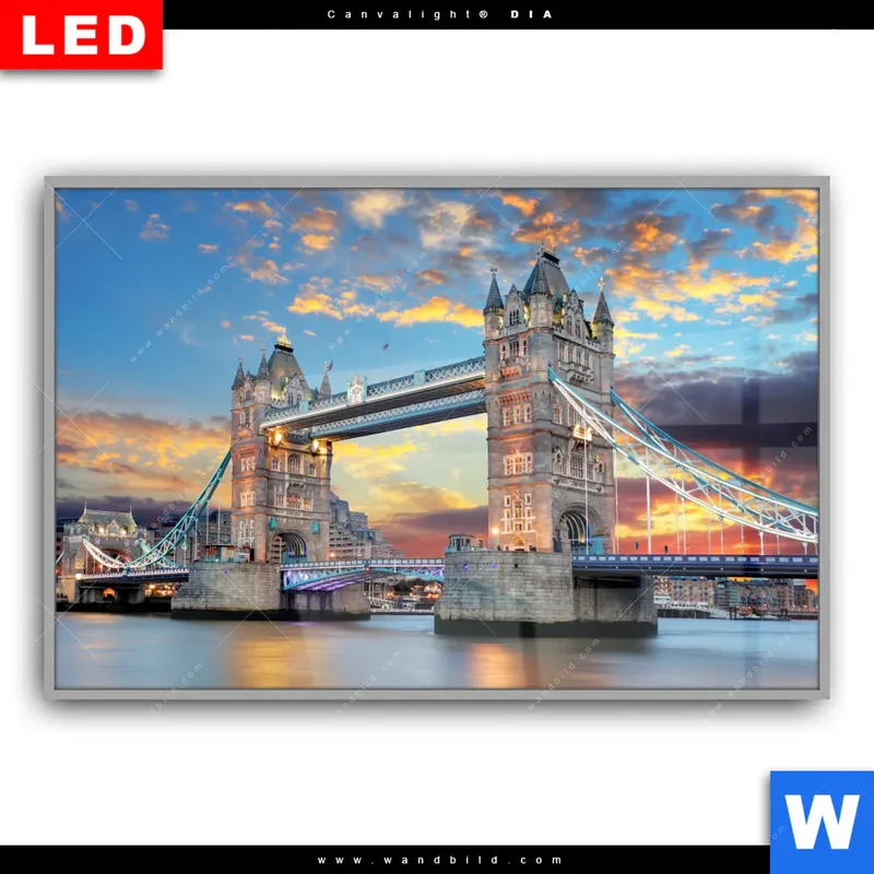 Leuchtbild Acrylglas Canvalight® DIA | Tower Bridge im Abendglanz | Querformat