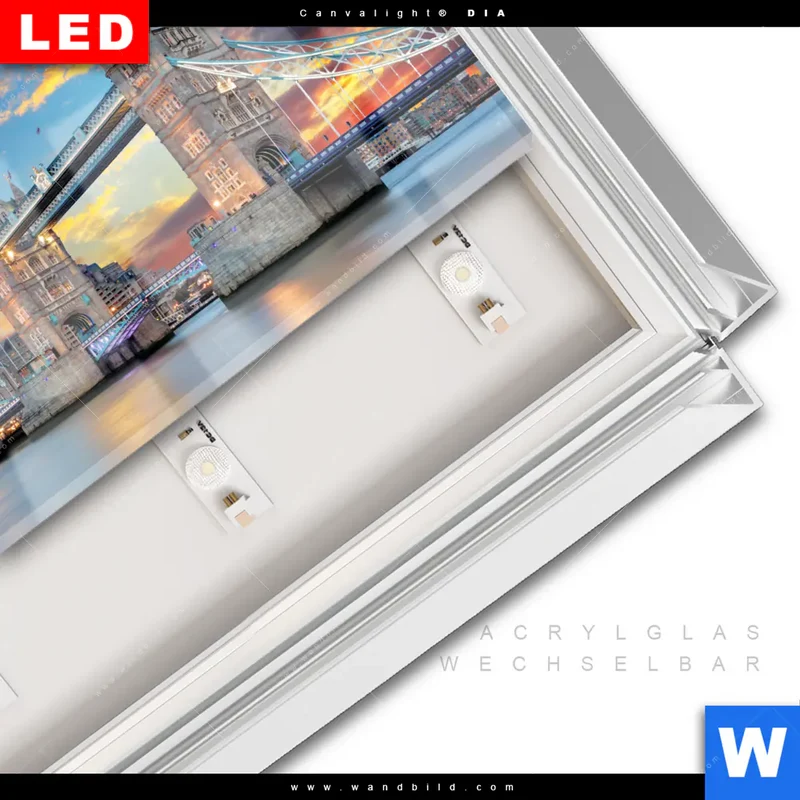 Leuchtbild Acrylglas Canvalight® DIA | Tower Bridge im Abendglanz | Querformat