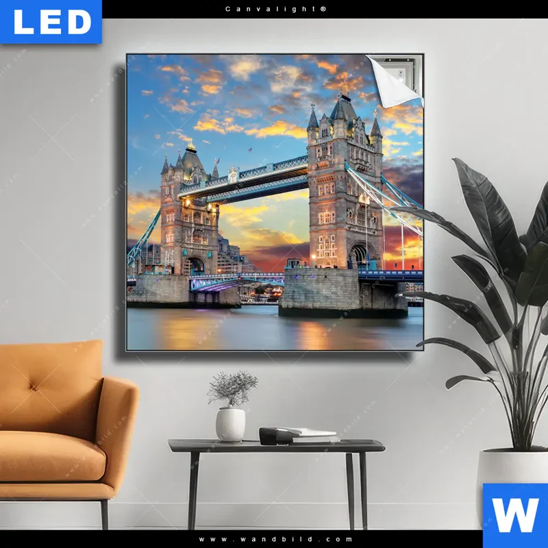 Canvalight® Leuchtbild | Tower Bridge im Abendglanz | Quadrat