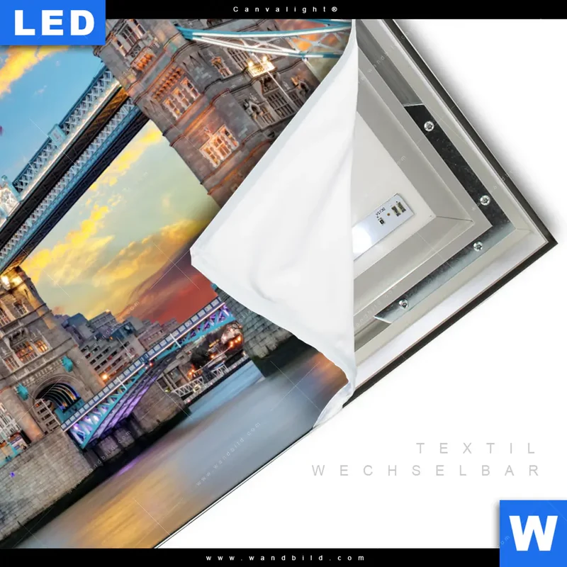 Canvalight® Leuchtbild | Tower Bridge im Abendglanz | Quadrat