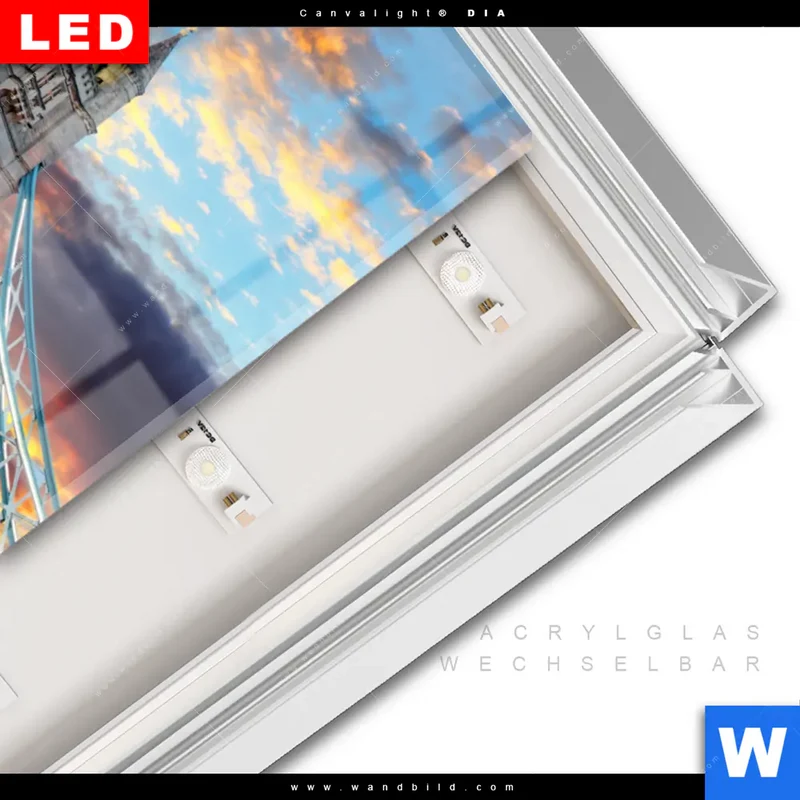 Leuchtbild Acrylglas Canvalight® DIA | Tower Bridge im Abendglanz | Hochformat