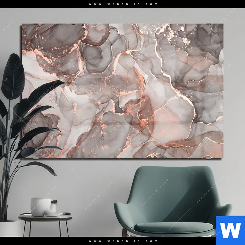 Acrylglasbild | Fluid Art in edlen Metallic-Tönen | Querformat