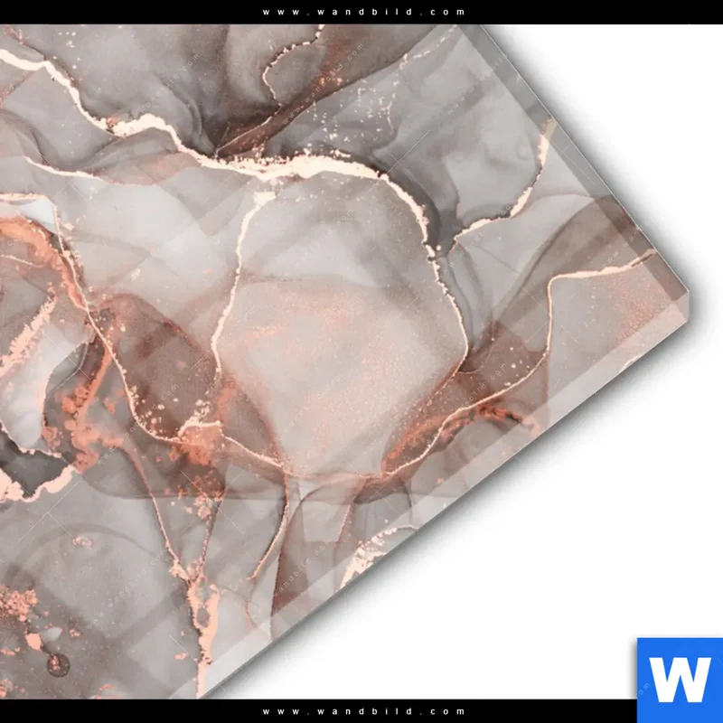 Acrylglasbild | Fluid Art in edlen Metallic-Tönen | Querformat
