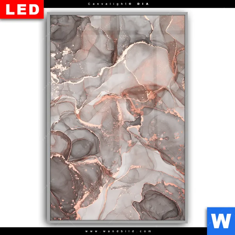 Leuchtbild Acrylglas Canvalight® DIA | Fluid Art in edlen Metallic-Tönen | Hochformat
