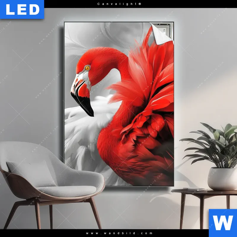 Canvalight® Leuchtbild | Roter Flamingo | Hochformat