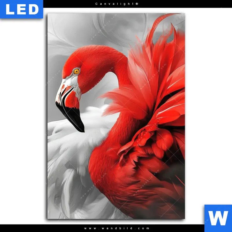 Canvalight® Leuchtbild | Roter Flamingo | Hochformat
