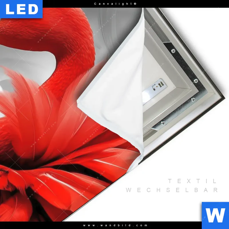 Canvalight® Leuchtbild | Roter Flamingo | Hochformat