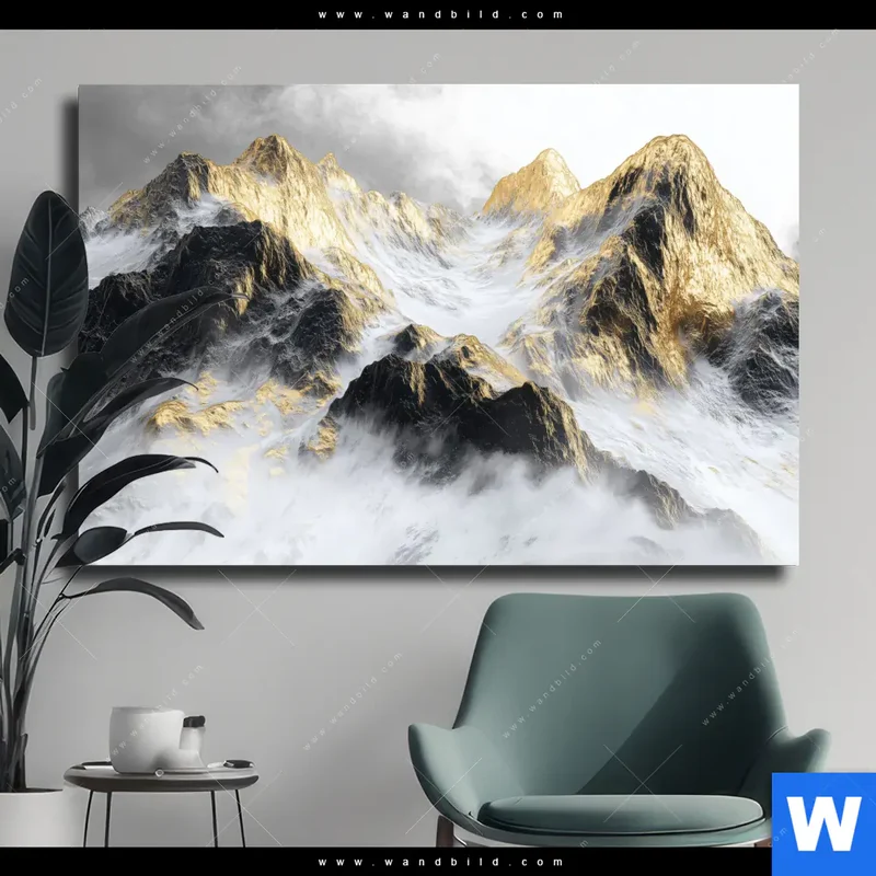 Leinwandbild | Stille der goldenen Berge | Querformat