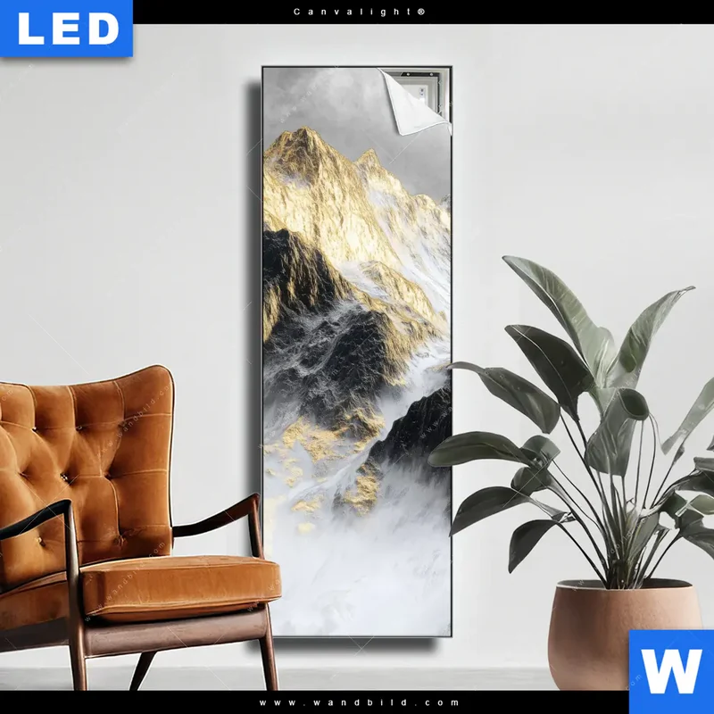 Canvalight® Leuchtbild | Stille der goldenen Berge | Schmal
