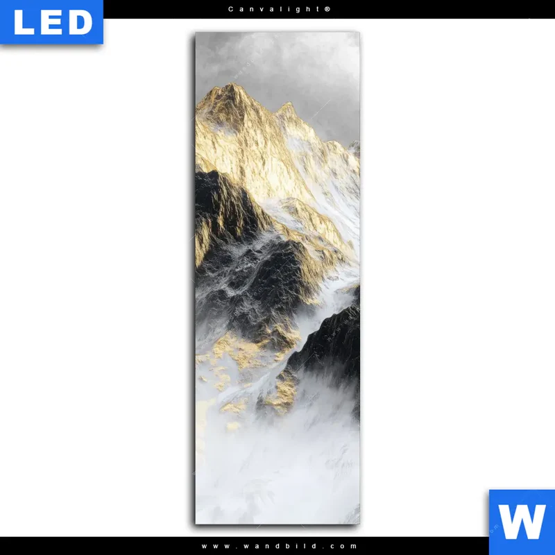 Canvalight® Leuchtbild | Stille der goldenen Berge | Schmal