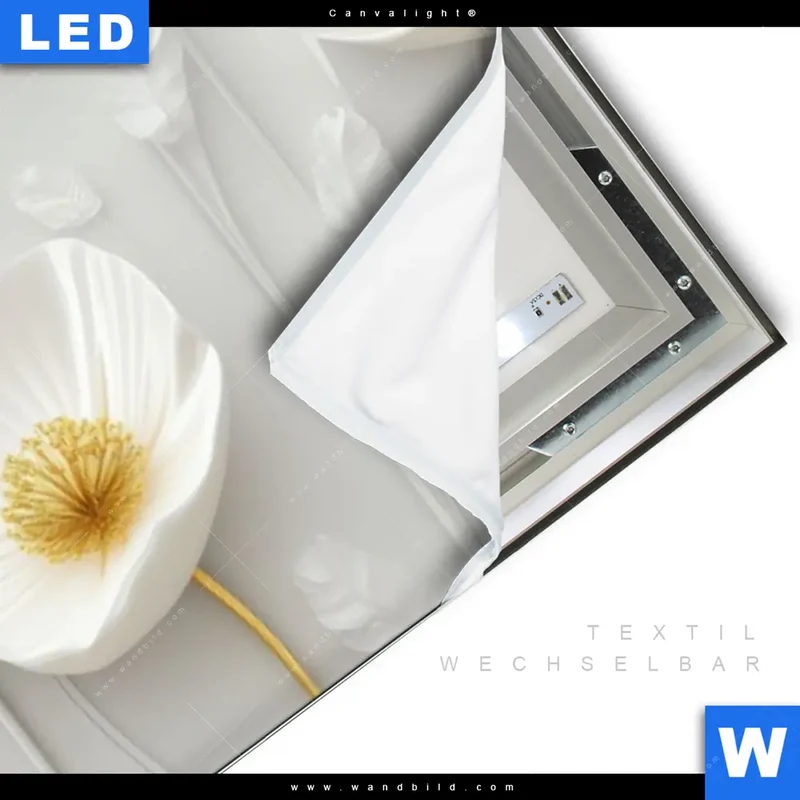 Canvalight® Leuchtbild | Florale Leichtigkeit mit Goldglanz | Panorama