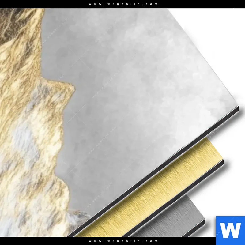 Aluminiumbild gebürstet | Stille der goldenen Berge | Schmal