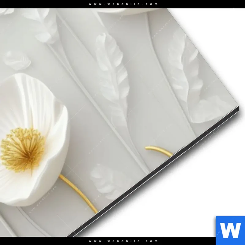 Alu-Dibond Bild | Florale Leichtigkeit mit Goldglanz | Panorama