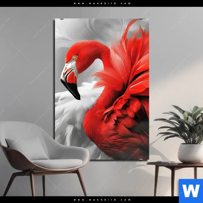 Alu-Dibond Bild | Roter Flamingo | Hochformat