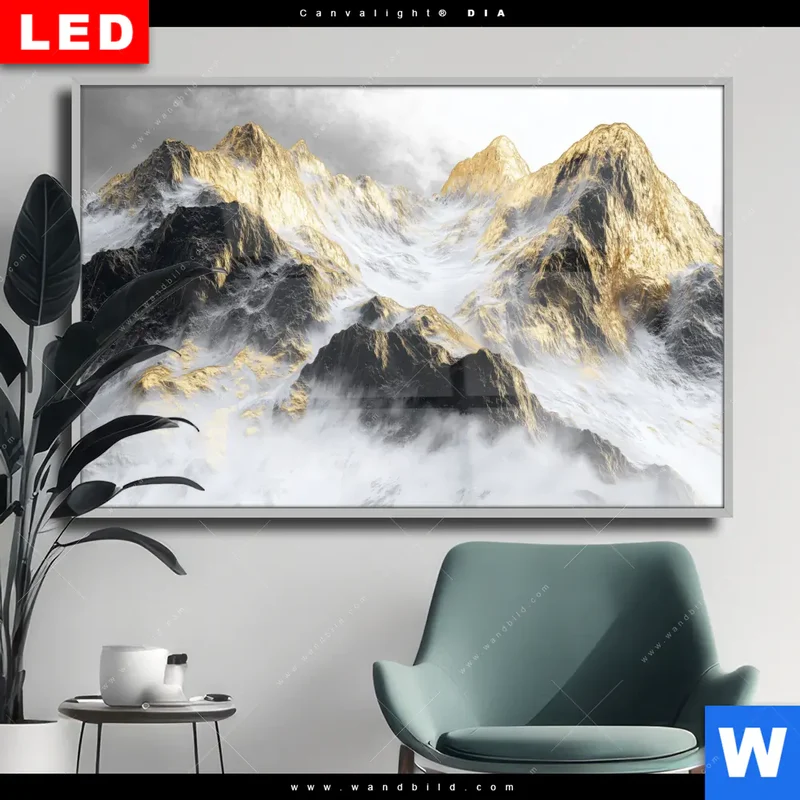 Wechselmotiv Acrylglas Canvalight® DIA | Stille der goldenen Berge | Querformat