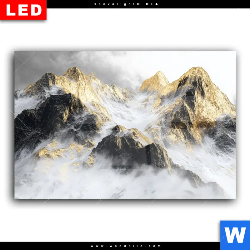 Wechselmotiv Acrylglas Canvalight® DIA | Stille der goldenen Berge | Querformat