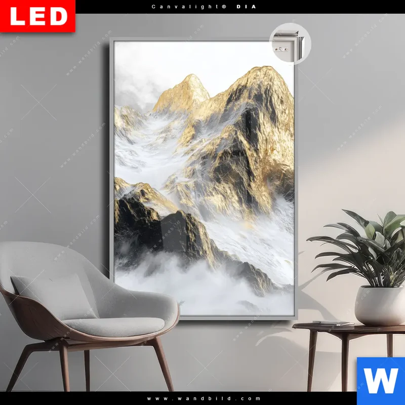Leuchtbild Acrylglas Canvalight® DIA | Stille der goldenen Berge | Hochformat