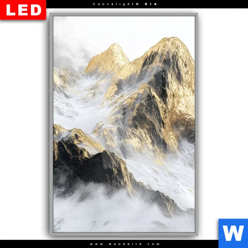 Leuchtbild Acrylglas Canvalight® DIA | Stille der goldenen Berge | Hochformat